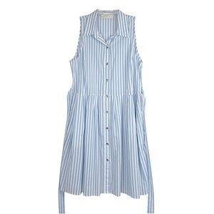 MICHAEL KORS Blue White Sleeveless Striped Shirtdress Women's Size Small